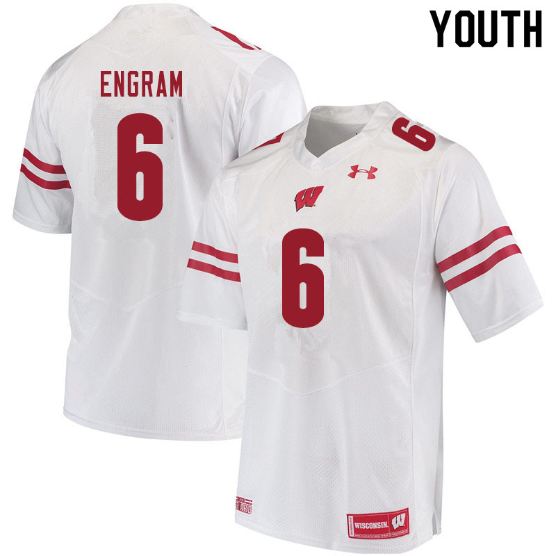 Wisconsin Badgers Youth #6 Dean Engram NCAA Under Armour Authentic White College Stitched Football Jersey IP40O88ZM